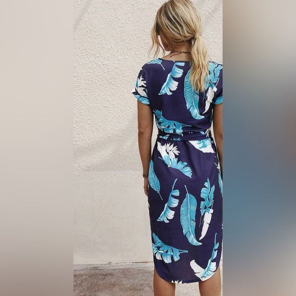 Navy Feather Dress - Picture 2 of 4